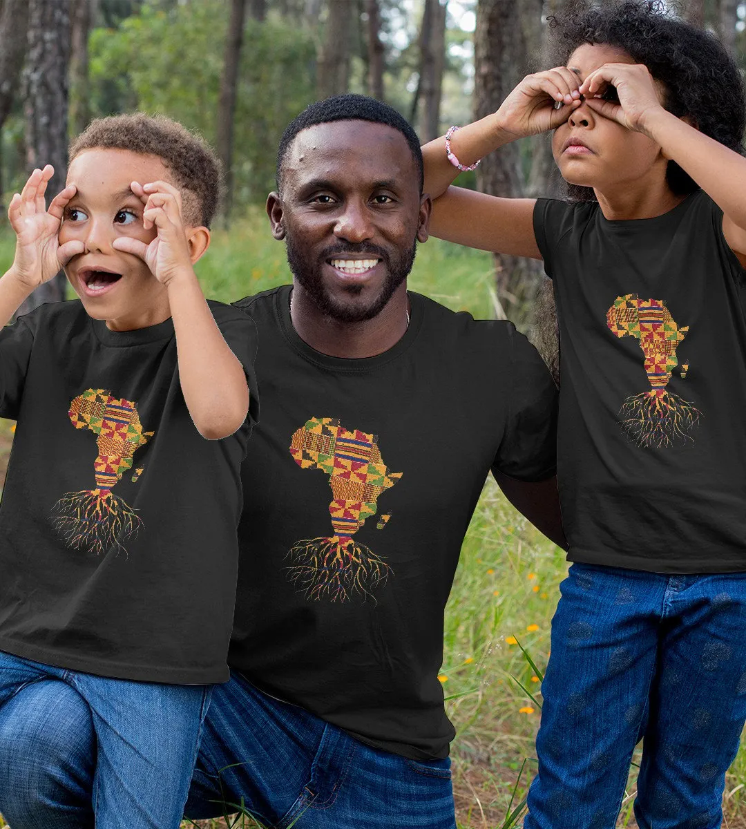 1sttheworld T-Shirt - Cool Africa Map. Traditional Kente Cloth Roots T-Shirt Black A35