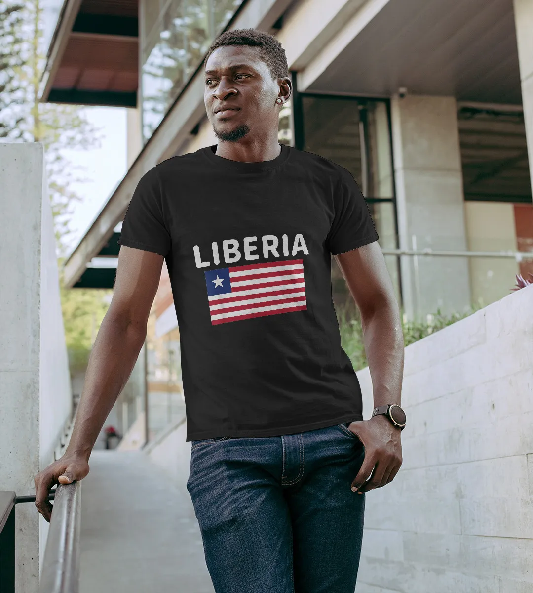 1sttheworld T-Shirt - Cool Liberia Flag Pride T-Shirt Black A35