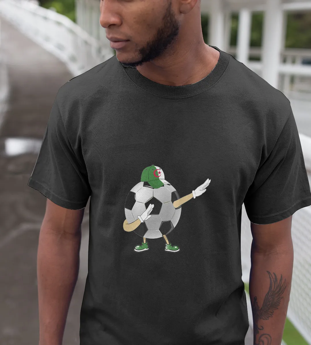 1sttheworld T-Shirt - Dabbing Algerian Football Cap Flag T-Shirt Black A35