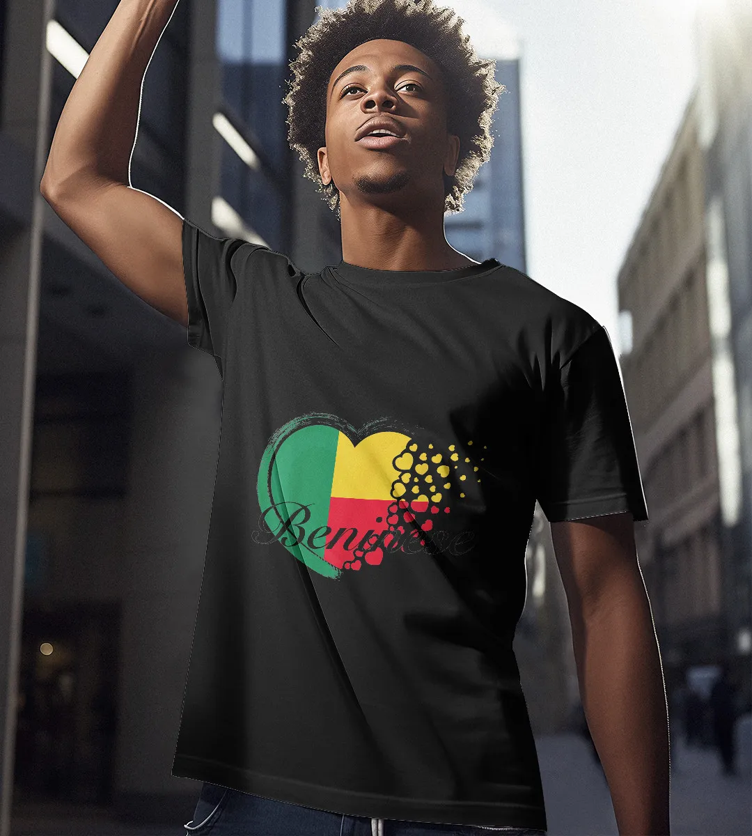 1sttheworld T-Shirt - Drapeau Bénin Flag T-Shirt Black A35