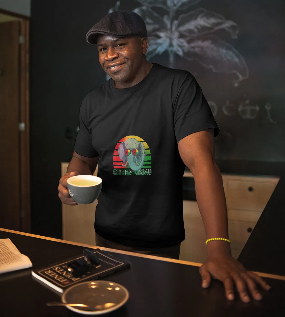 1sttheworld T-Shirt - Elephant Guinea Bissau T-Shirt Black A35