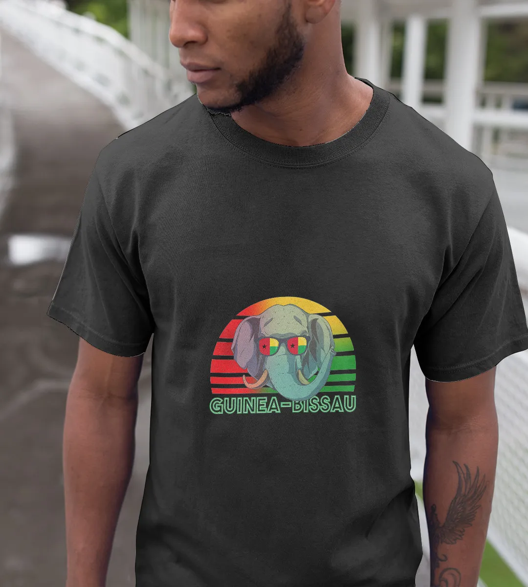 1sttheworld T-Shirt - Elephant Guinea Bissau T-Shirt Black A35