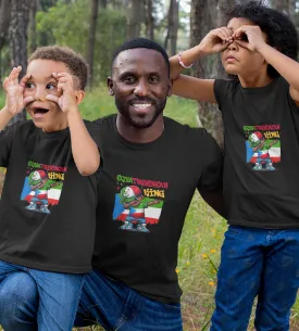 1sttheworld T-Shirt - Equatoguinean King Dabbing Flag T-Shirt Black A35