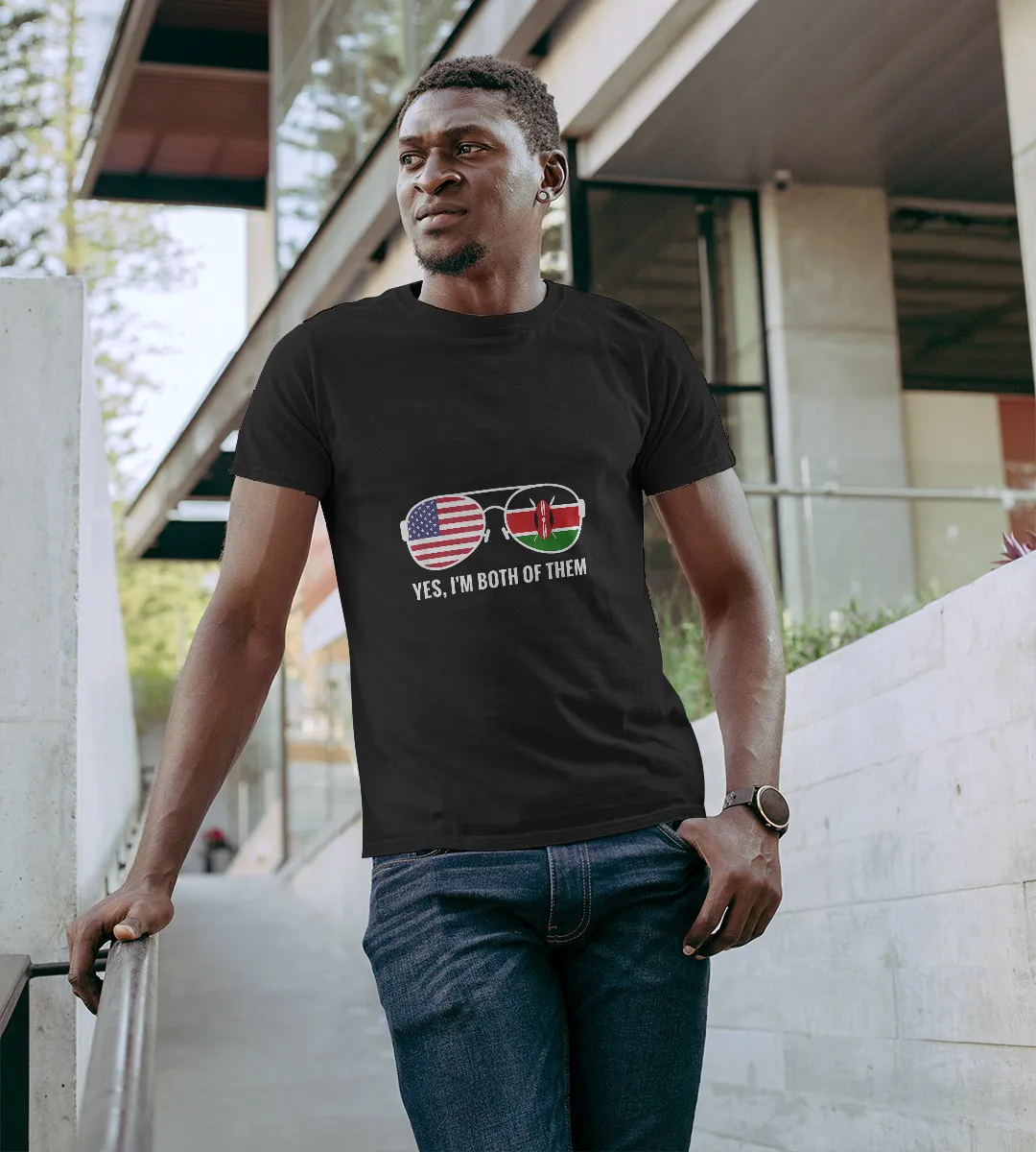 1sttheworld T-Shirt - Flag Sunglasses Kenyan Americans T-Shirt Black A35