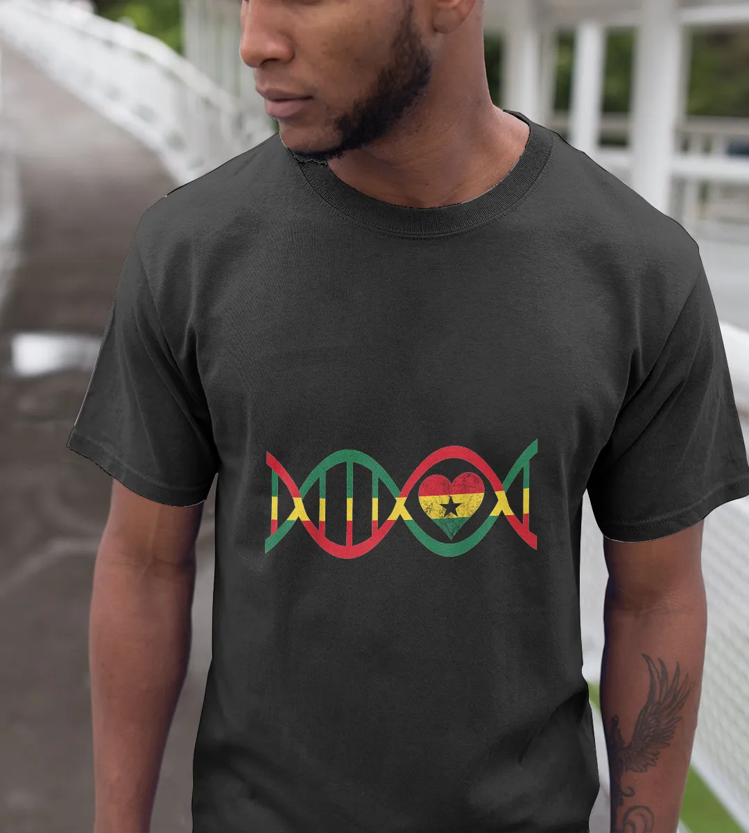 1sttheworld T-Shirt - Ghana DNA Genetic African Roots T-Shirt Black A35