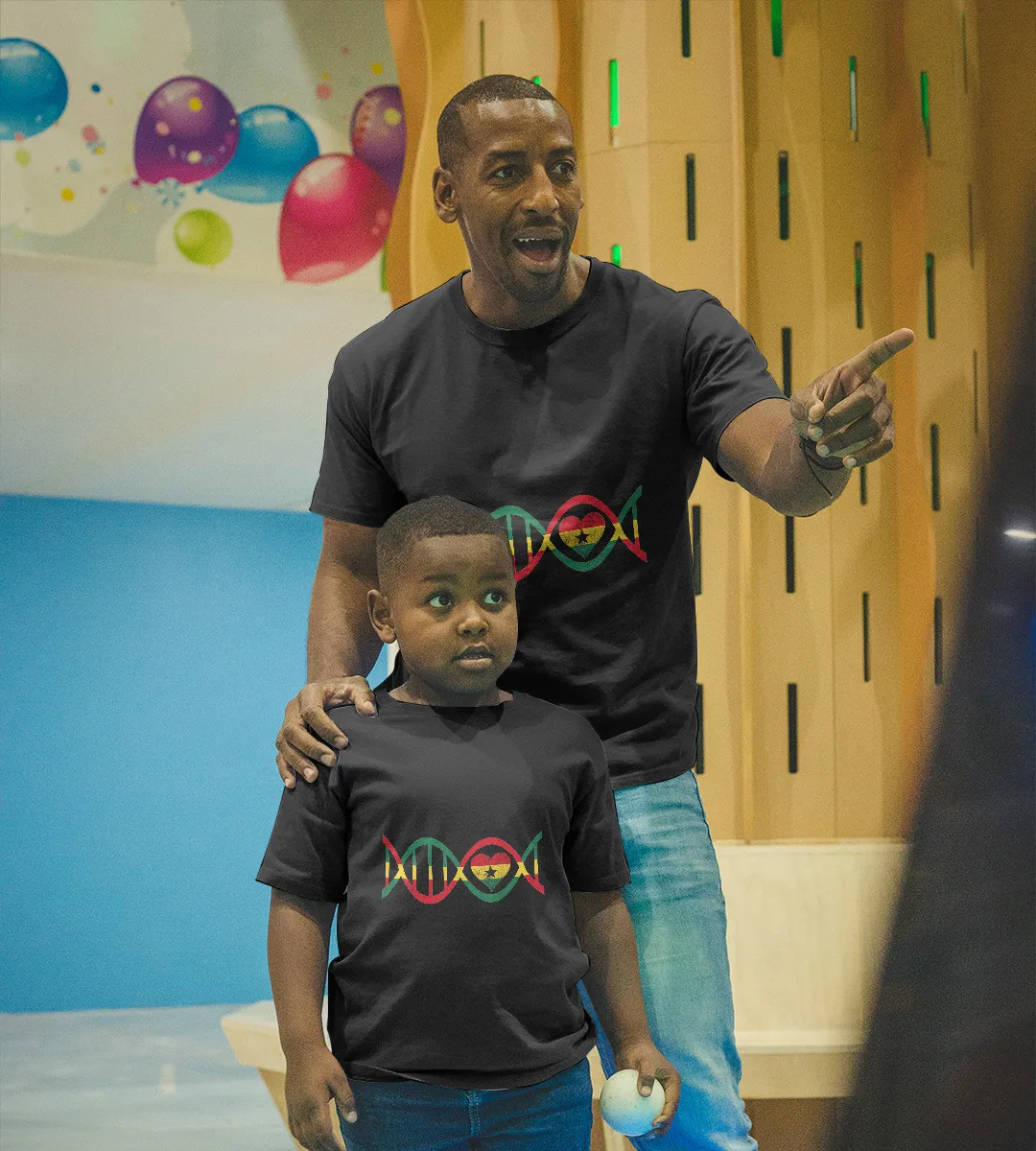 1sttheworld T-Shirt - Ghana DNA Genetic African Roots T-Shirt Black A35