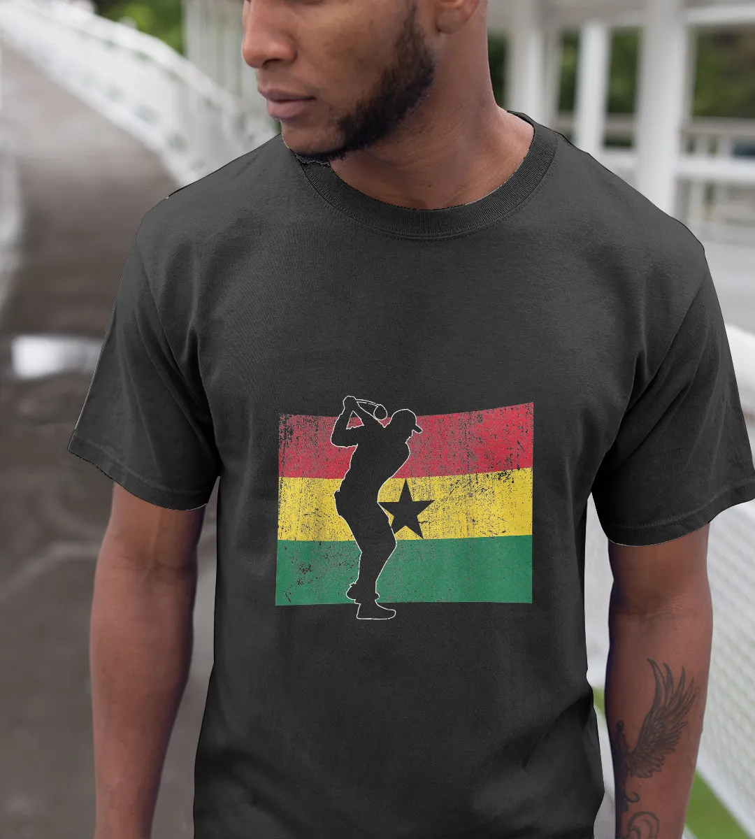1sttheworld T-Shirt - Golf Player Ghanaian Flag T-Shirt Black A35