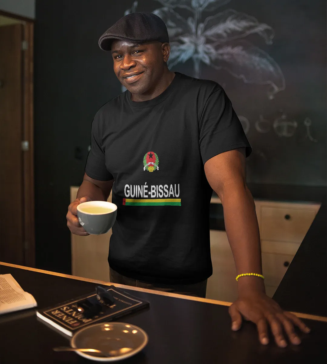 1sttheworld T-Shirt - Guine bissau Sports style Flag And Emblem Design T-Shirt Black A35