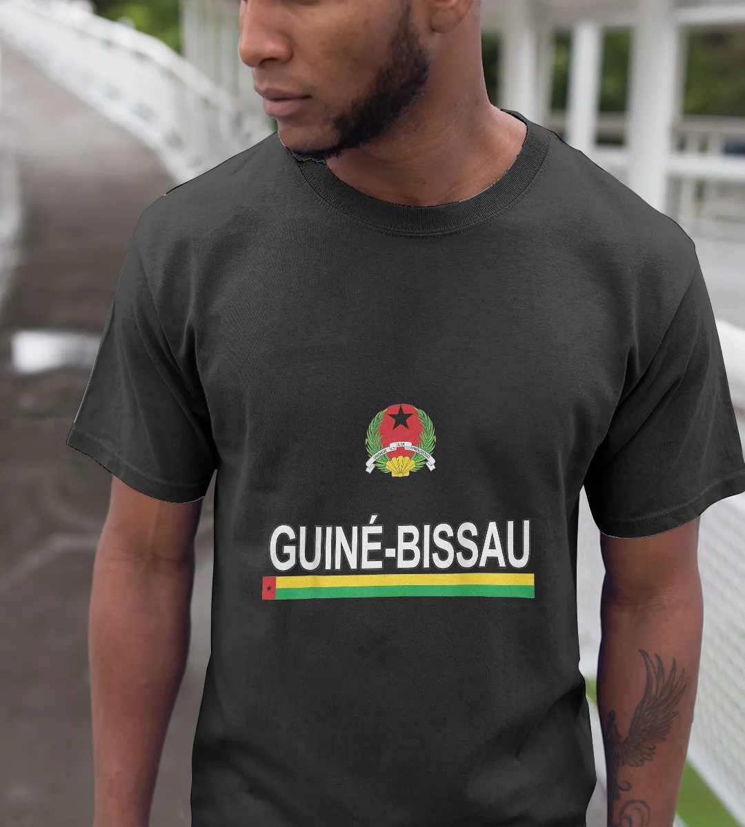 1sttheworld T-Shirt - Guine bissau Sports style Flag And Emblem Design T-Shirt Black A35
