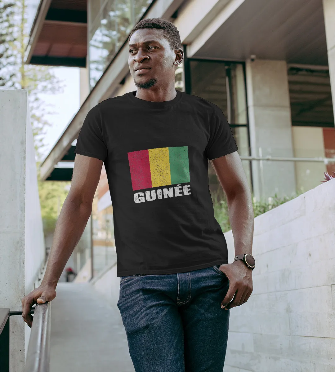 1sttheworld T-Shirt - Guinée Flag Grunge Vintage T-Shirt Black A35
