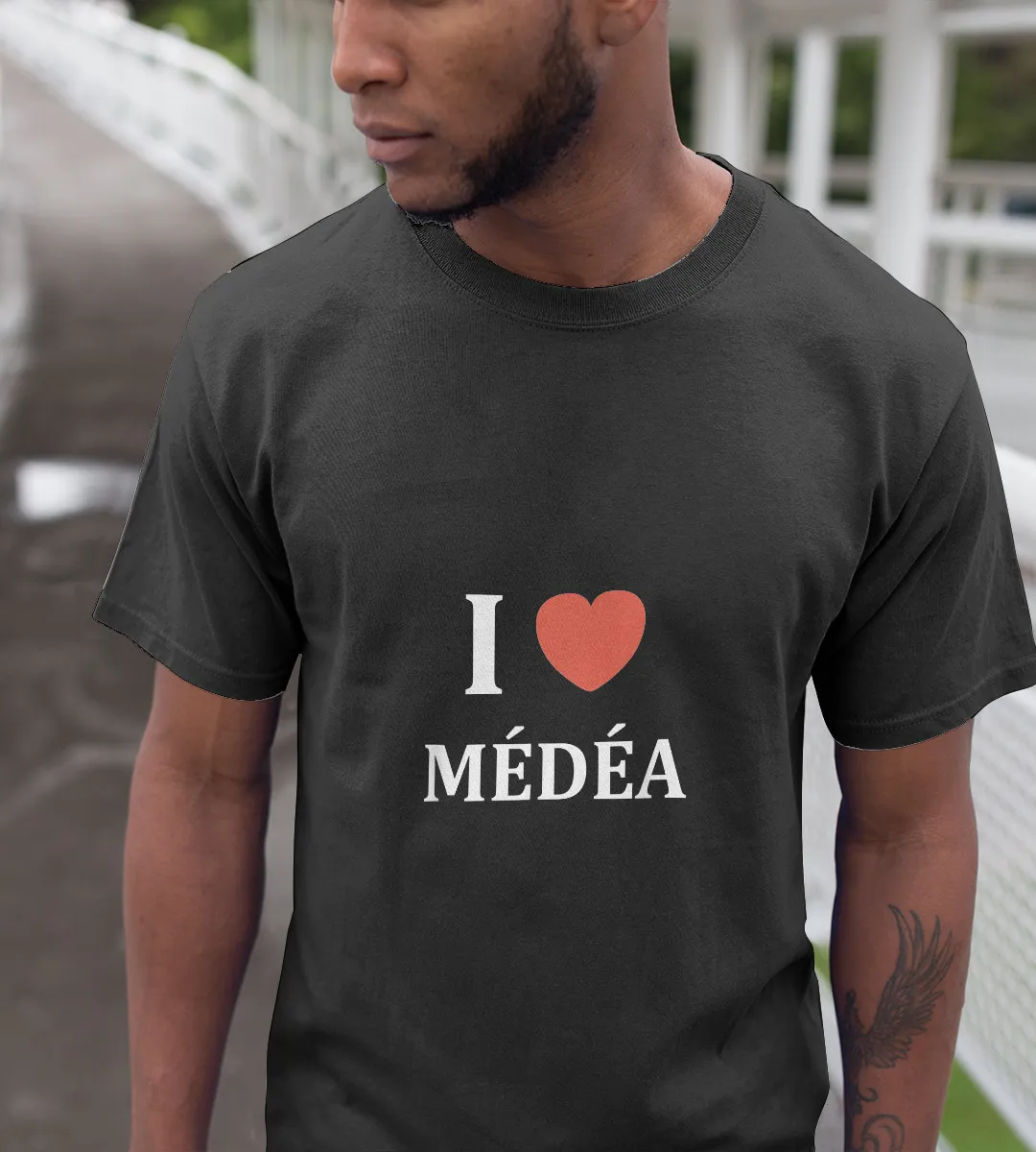 1sttheworld T-Shirt - Humour ville Médéa Algérie ville I love T-Shirt Black A35