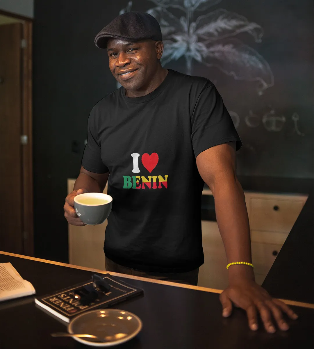 1sttheworld T-Shirt - I Love Benin Colorful T-Shirt Black A35