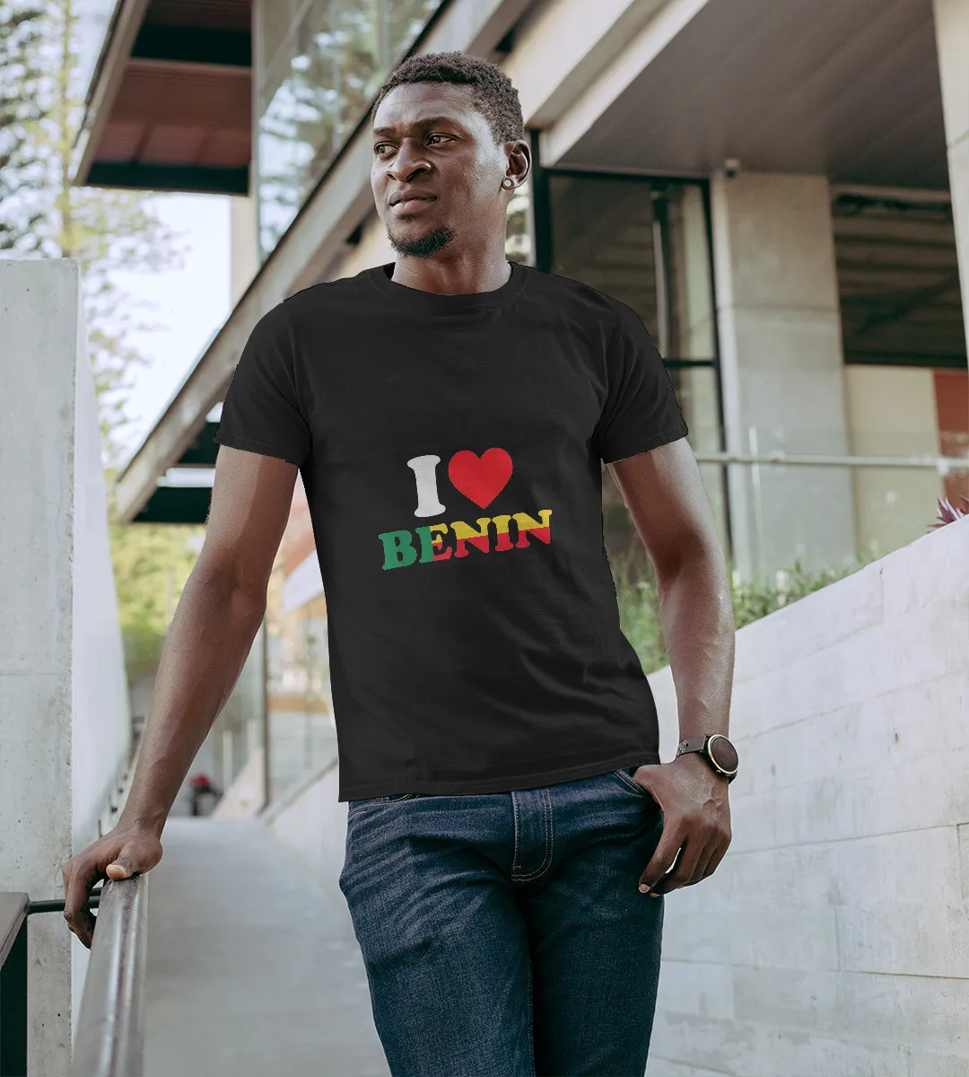 1sttheworld T-Shirt - I Love Benin Colorful T-Shirt Black A35