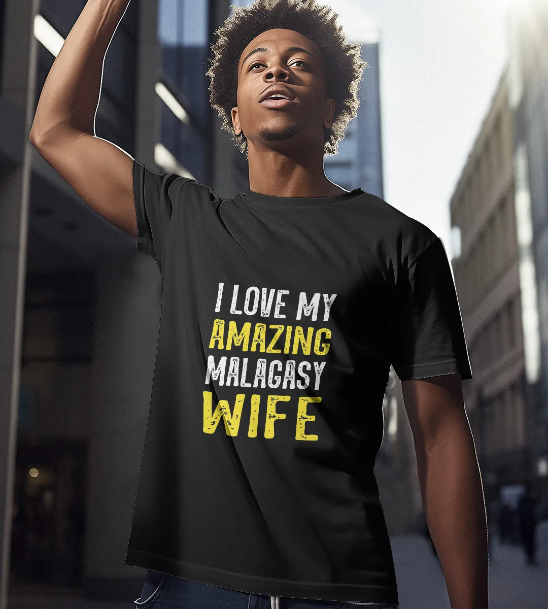 1sttheworld T-Shirt - I Love My Amazing Malagasy Wife T-Shirt Black A35