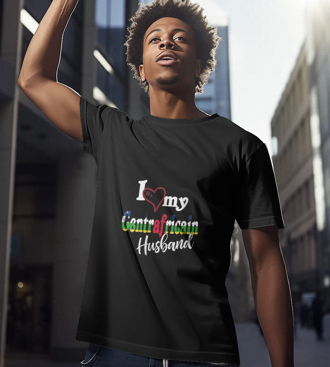 1sttheworld T-Shirt - I Love My Centrafricain Husband T-Shirt Black A35