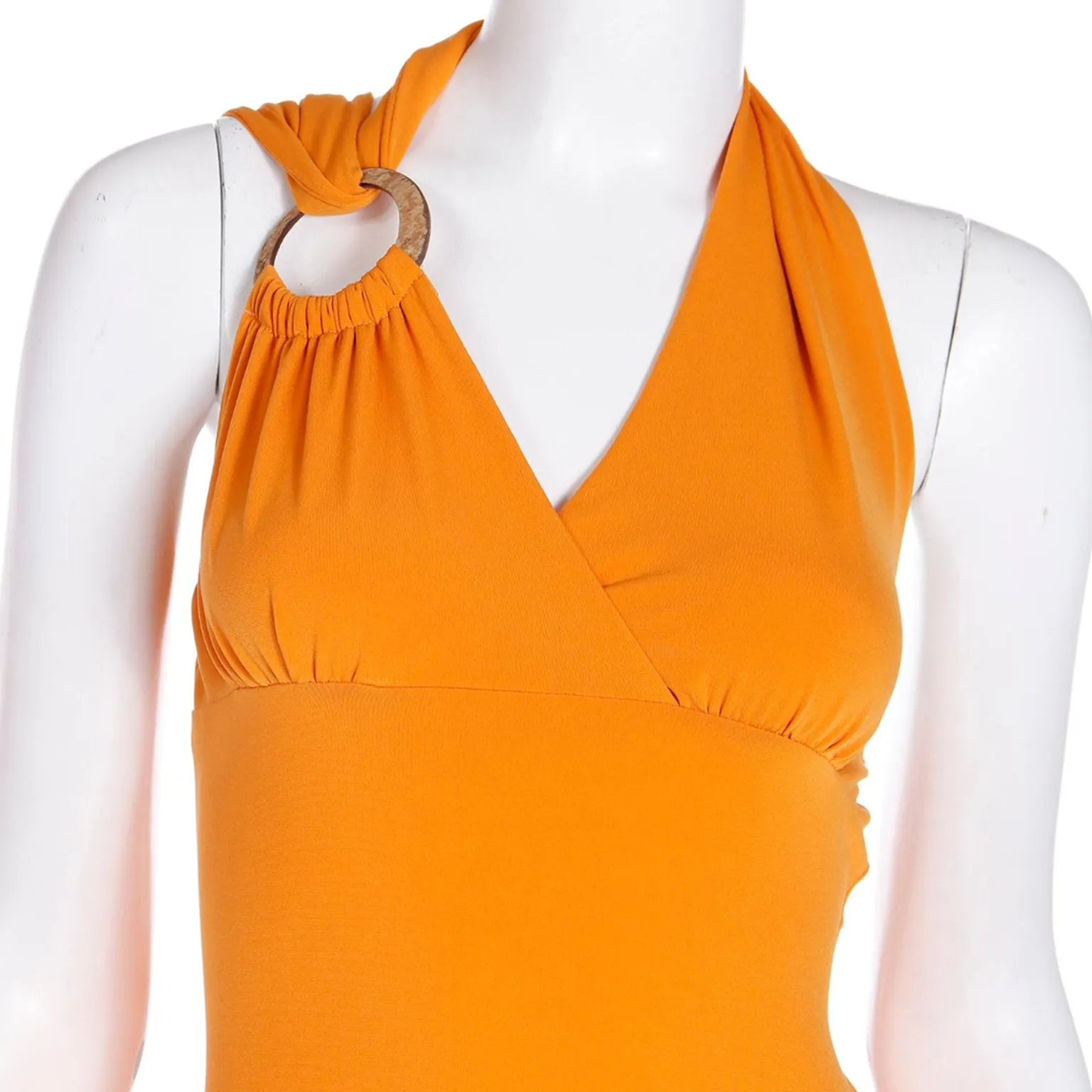 2000s Gianni Versace Deadstock Tangerine Orange Asymmetrical Dress w Tag
