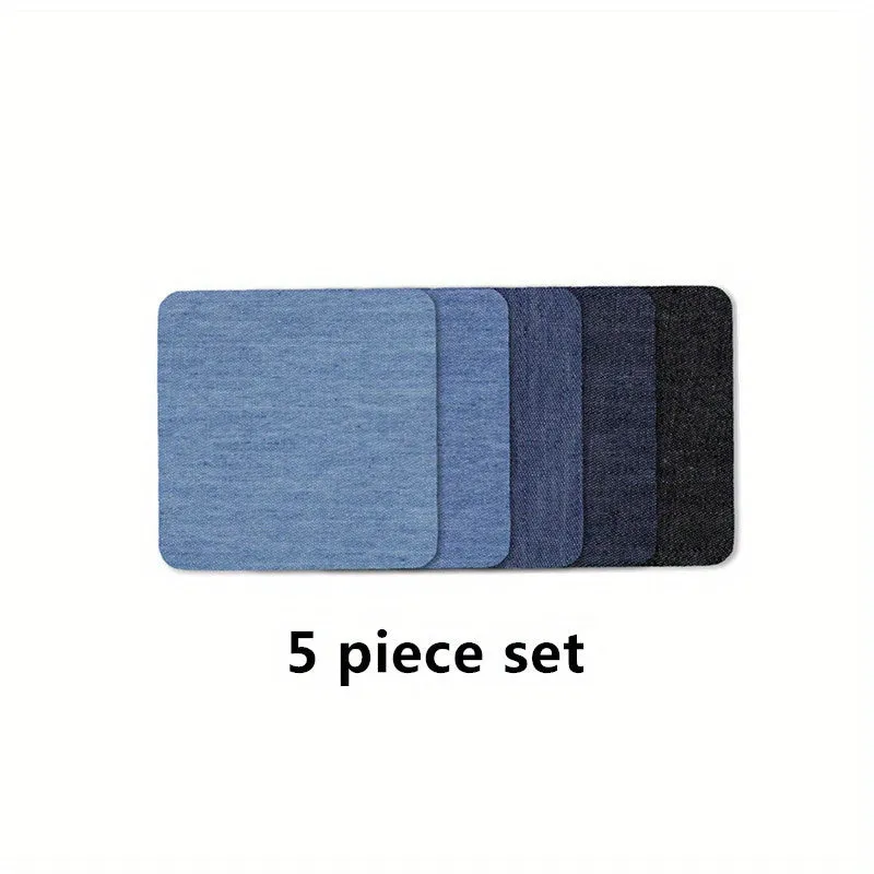 5pcs Iron On Denim Patches Kit for Clothing Repair