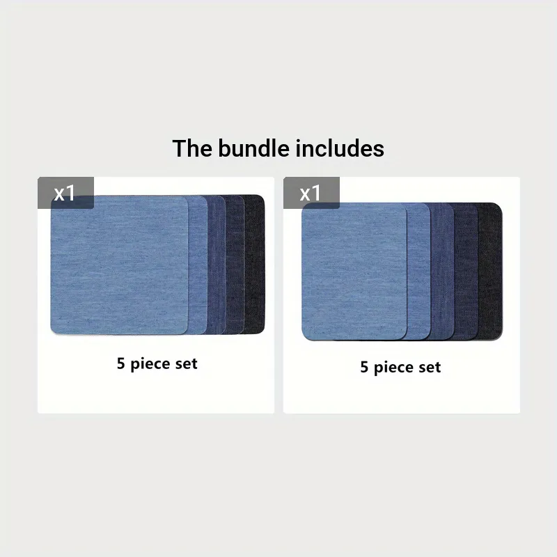 5pcs Iron On Denim Patches Kit for Clothing Repair
