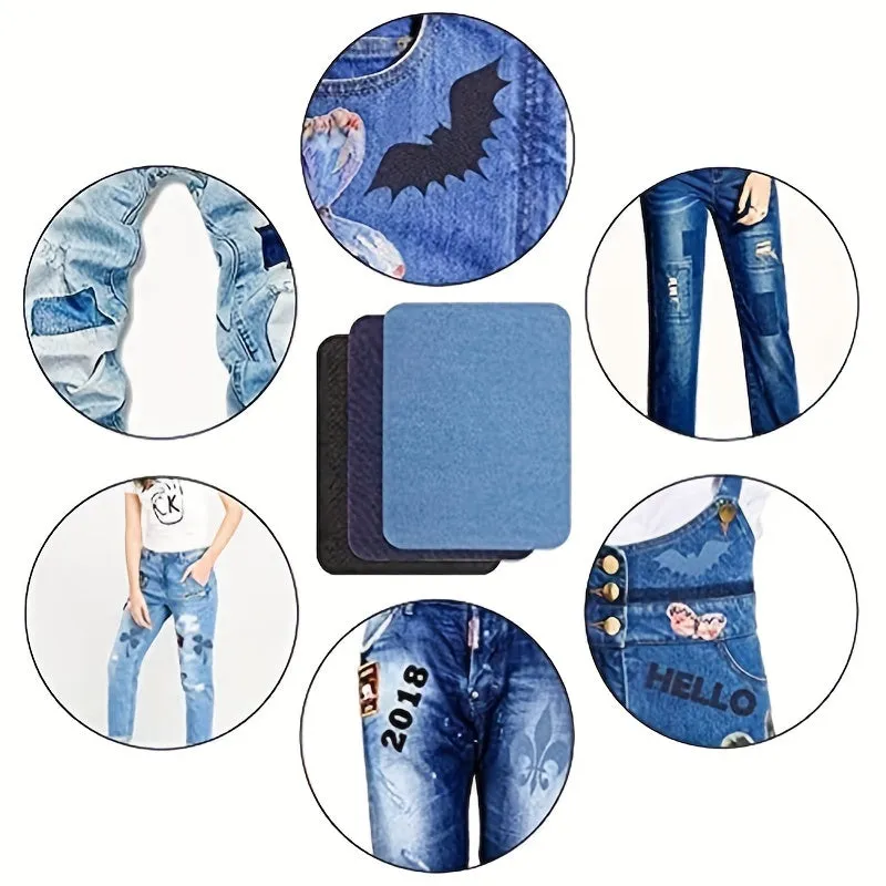 5pcs Iron On Denim Patches Kit for Clothing Repair