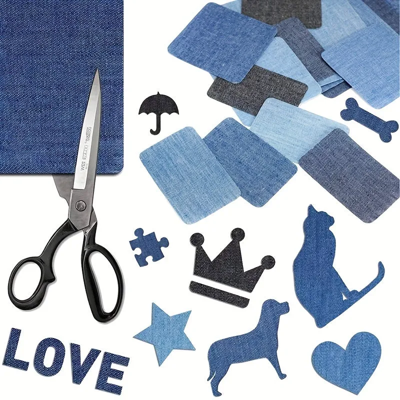 5pcs Iron On Denim Patches Kit for Clothing Repair