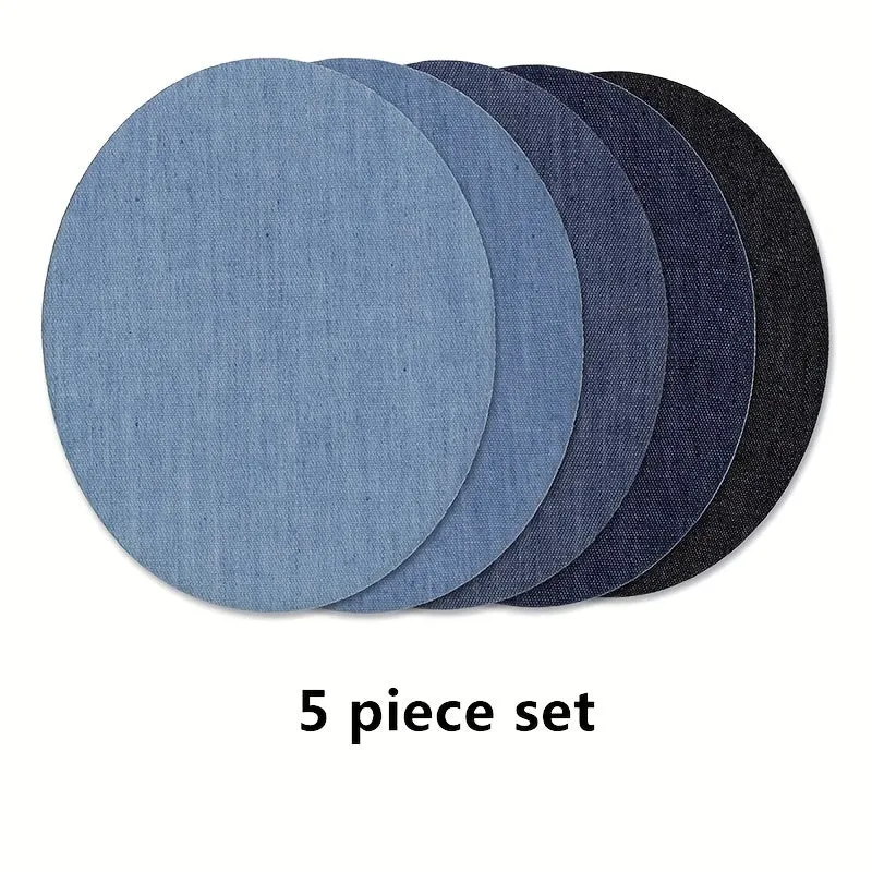 5pcs Iron On Denim Patches Kit for Clothing Repair