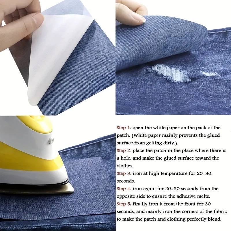 5pcs Iron On Denim Patches Kit for Clothing Repair