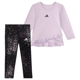 Adidas Cross Over Melange Top with All Over Print Legging Set in Lavender
