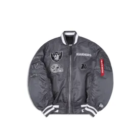 Alpha Industries X Las Vegas Raiders Gray MA-1 Bomber Jacket