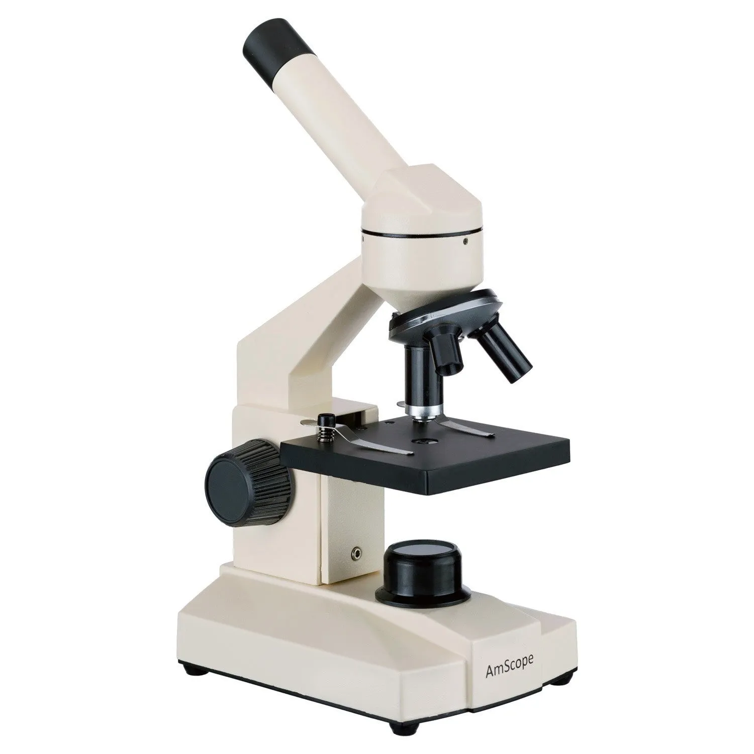 AmScope M100 Series All-Metal All Optical Glass Lens Student Biological Field Monocular Compound Microscope 40X-1000X Magnification with LED light