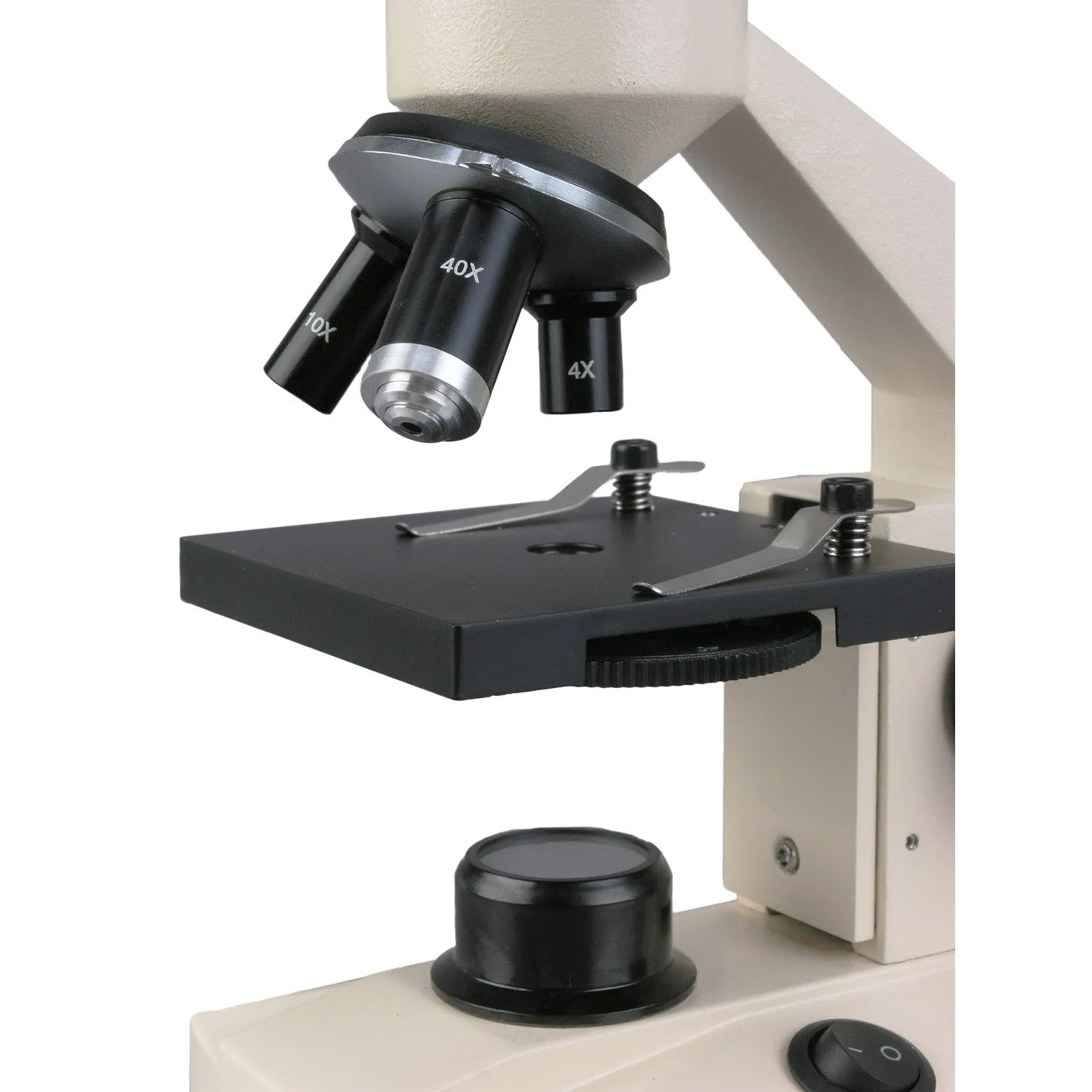 AmScope M100 Series All-Metal All Optical Glass Lens Student Biological Field Monocular Compound Microscope 40X-1000X Magnification with LED light