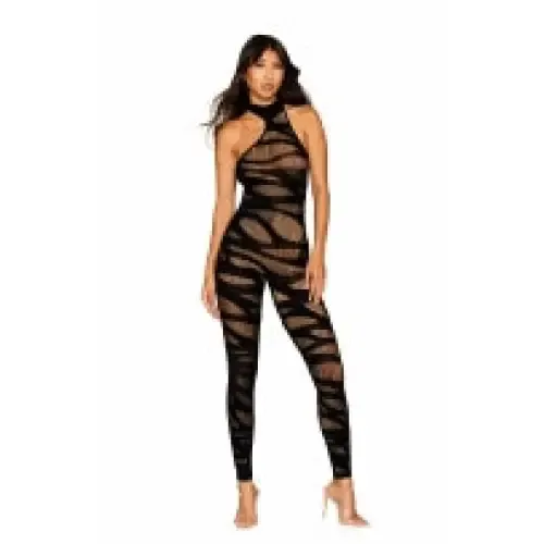Asymmetrical Bodystocking Opaque Black O/s