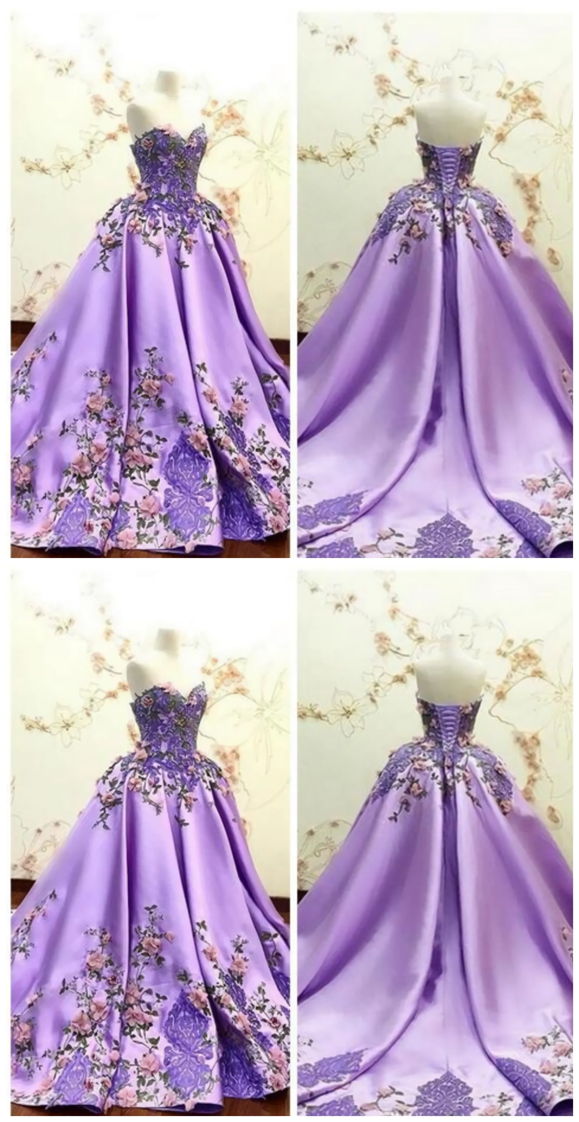 Beautiful Sweetheart 3D Flowers Adorned Prom Dresses Embroidery Satin Lace Appliques Bandage Formal Special Occasion Evening Party Gowns