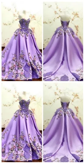 Beautiful Sweetheart 3D Flowers Adorned Prom Dresses Embroidery Satin Lace Appliques Bandage Formal Special Occasion Evening Party Gowns