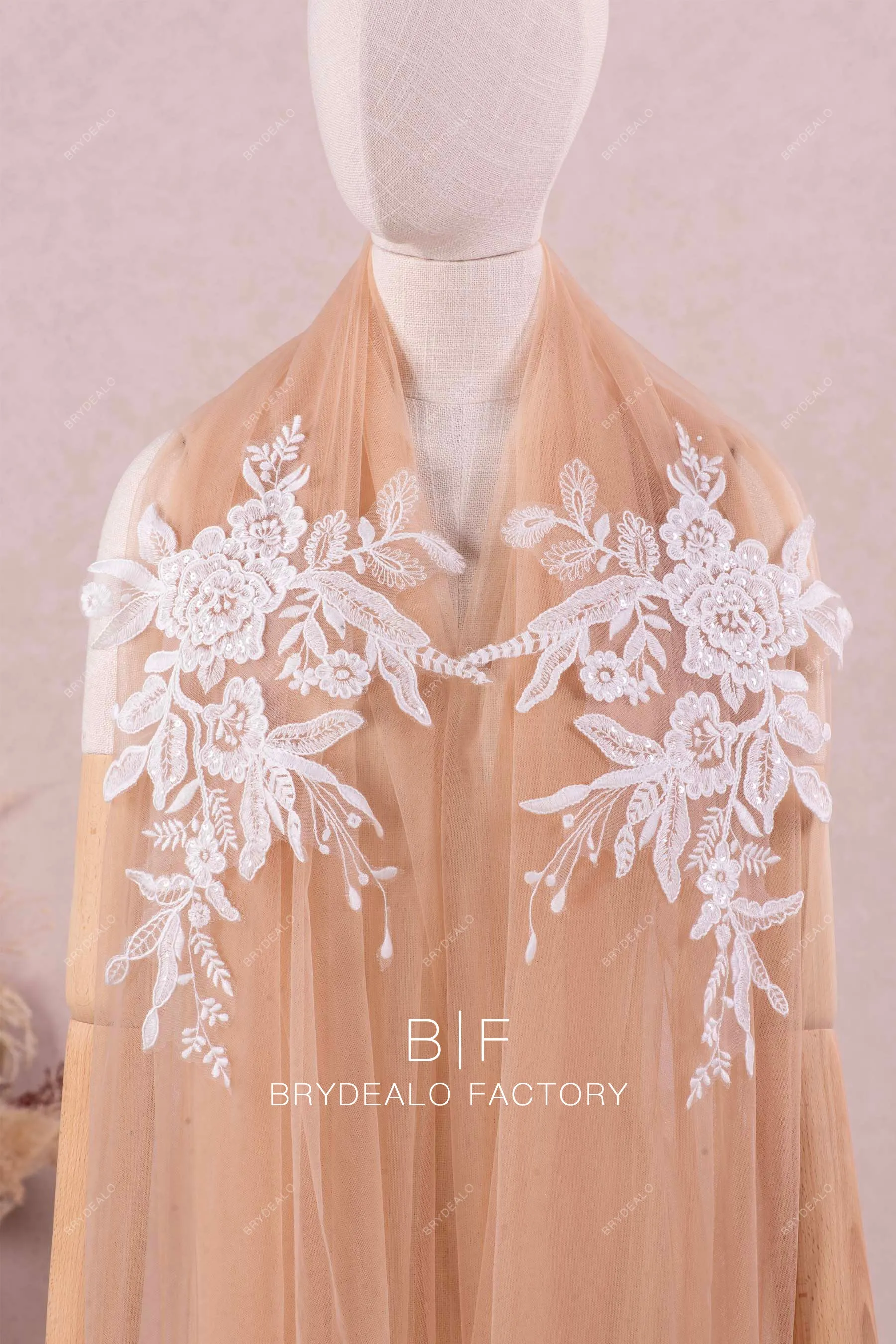 Best Cotton Corded Clear Sequin Flower Lace Appliques Online