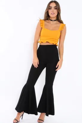 Black Extreme Flare Trousers - Becki