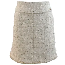 Chanel Ivory Tweed Skirt with Gold