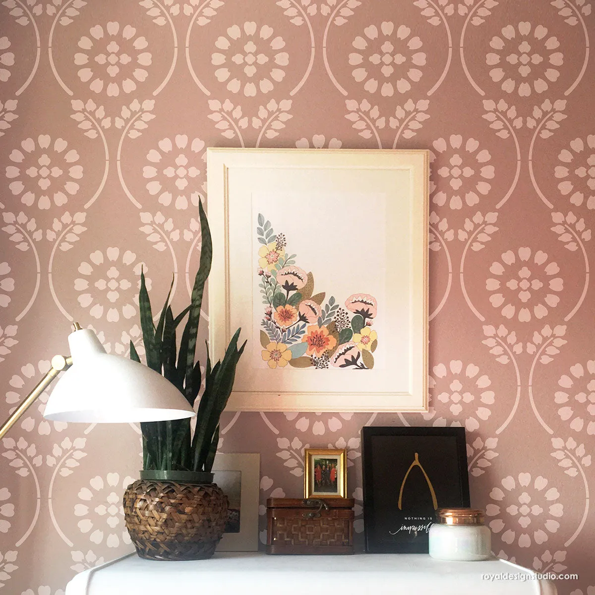 Charlotte Country Floral Trellis Stencil for Walls