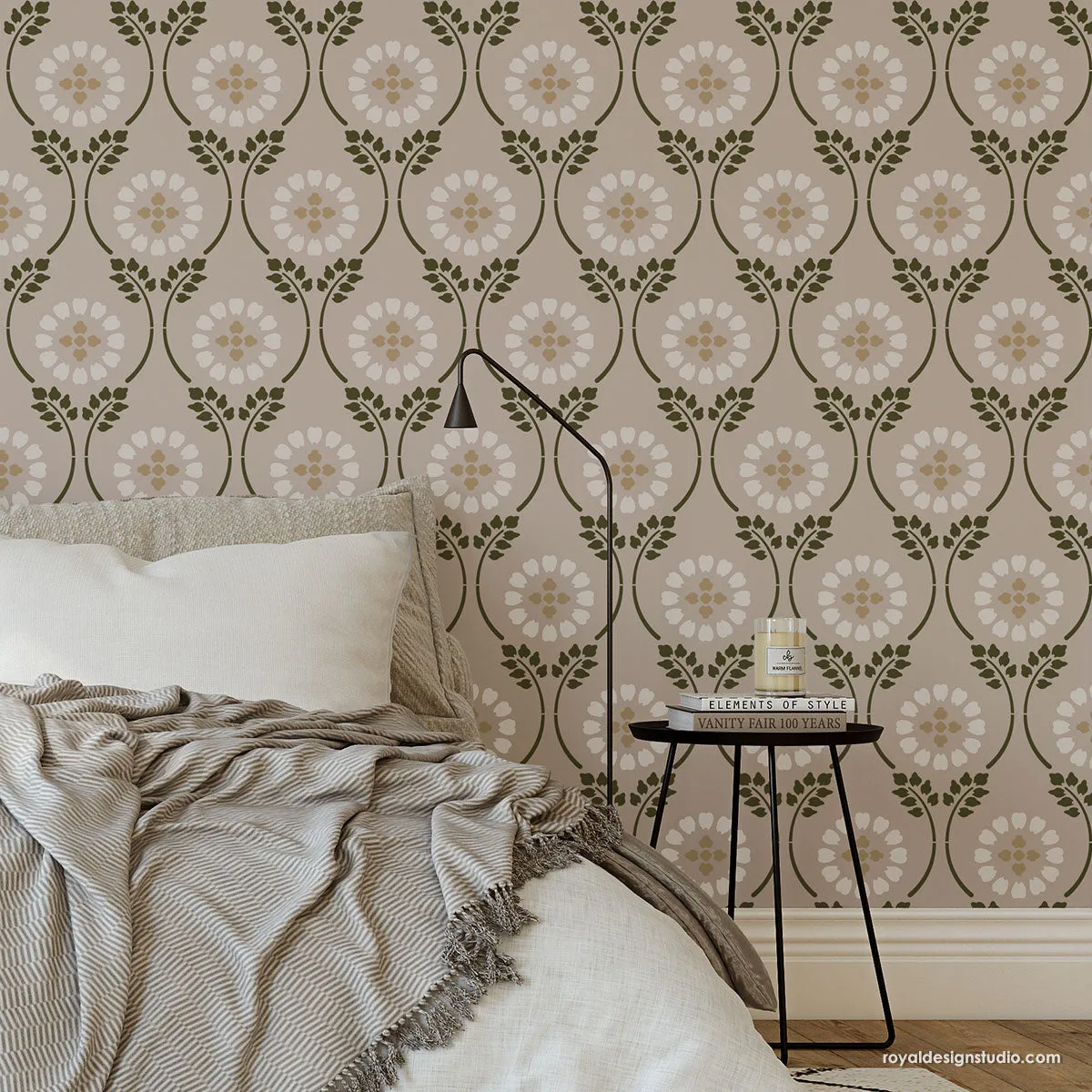 Charlotte Country Floral Trellis Stencil for Walls