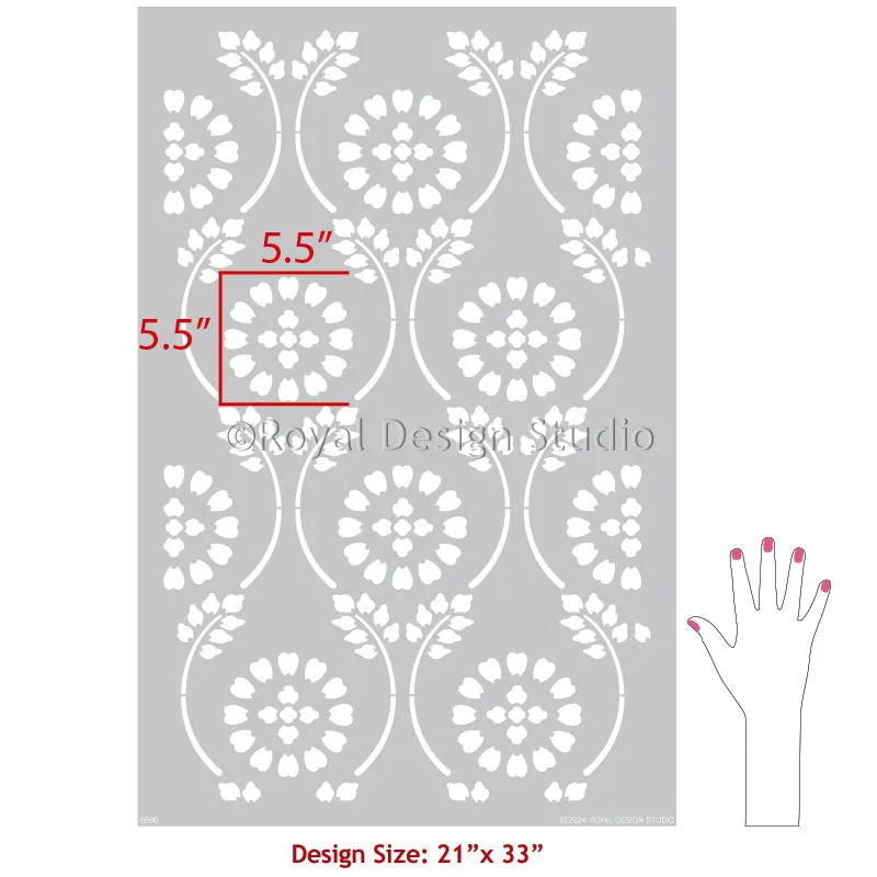 Charlotte Country Floral Trellis Stencil for Walls