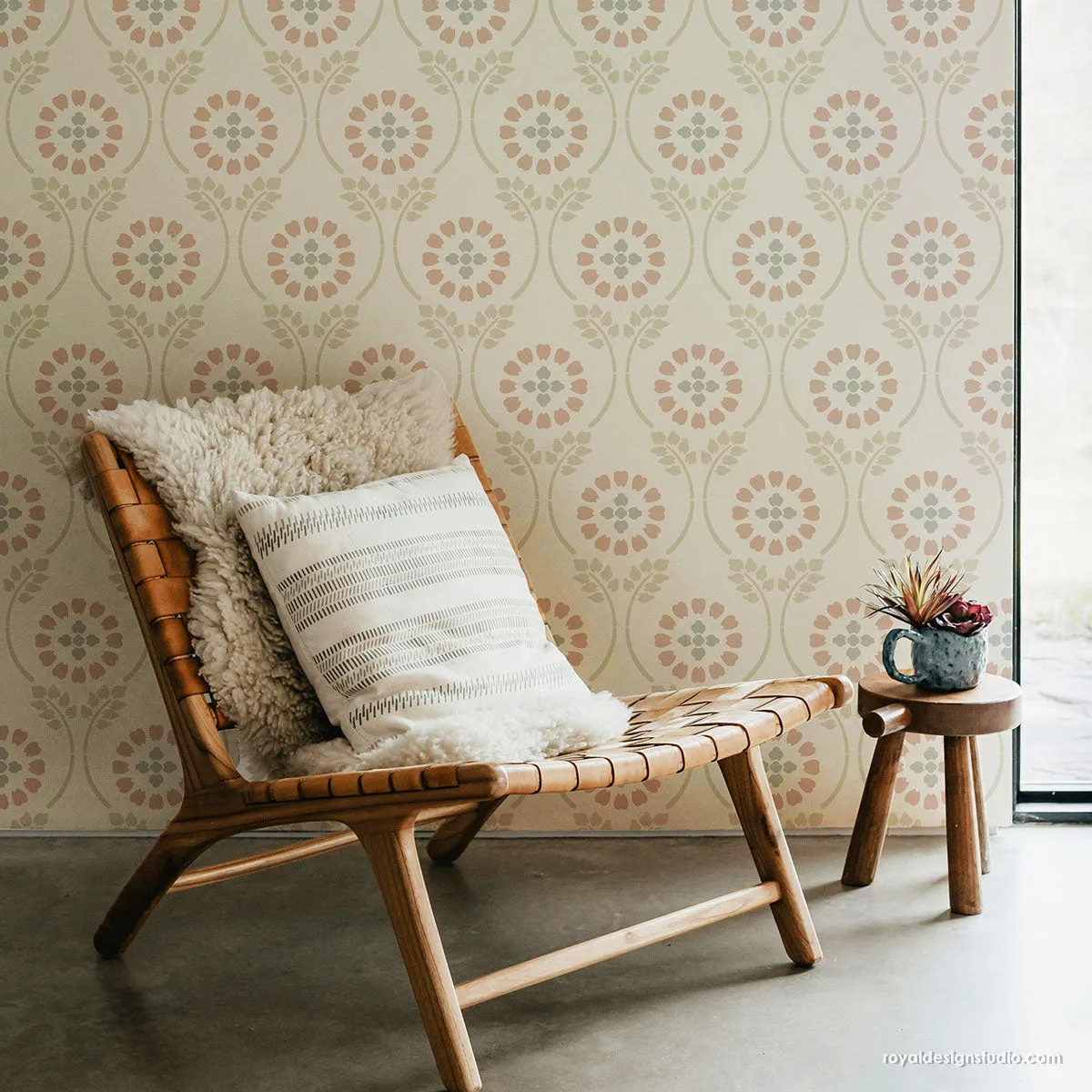 Charlotte Country Floral Trellis Stencil for Walls