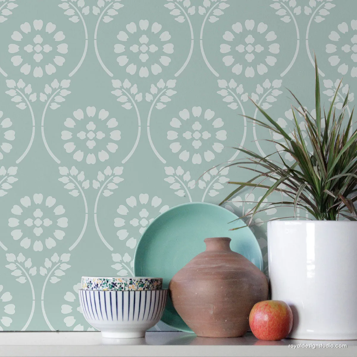 Charlotte Country Floral Trellis Stencil for Walls