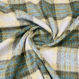Classic Green Check Print Woollen Tweed Fabric