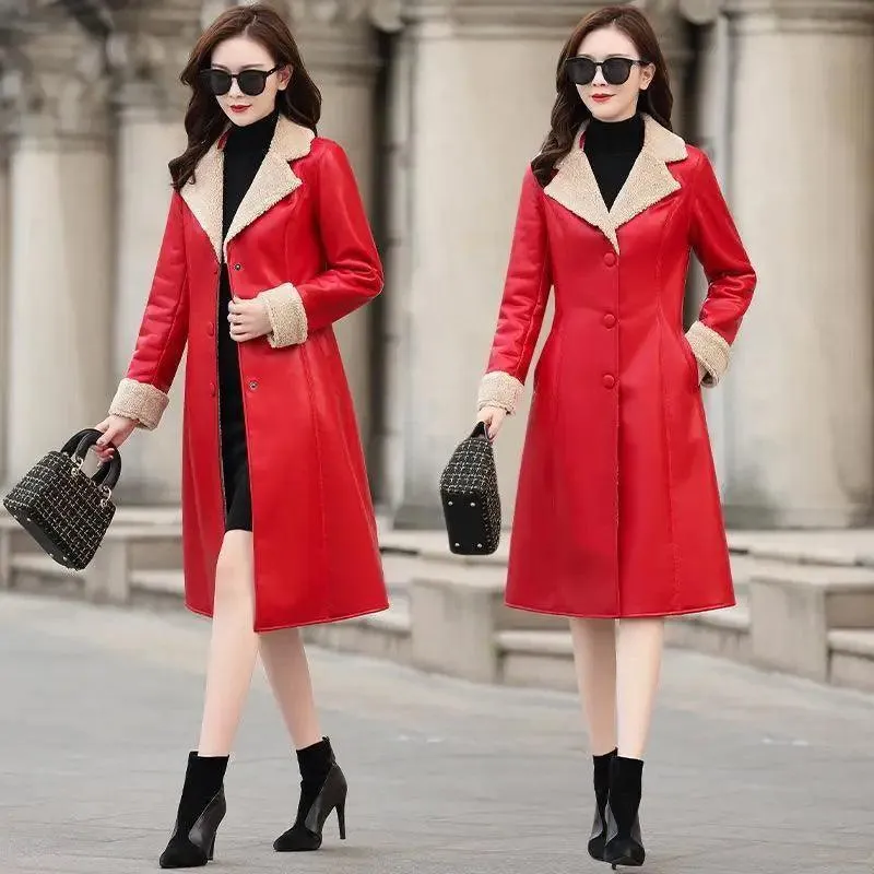 Composite fur coat with lapel
