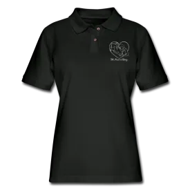 Dark Colors with White Heart of Liberty Design - Women's Pique Polo Shirt
