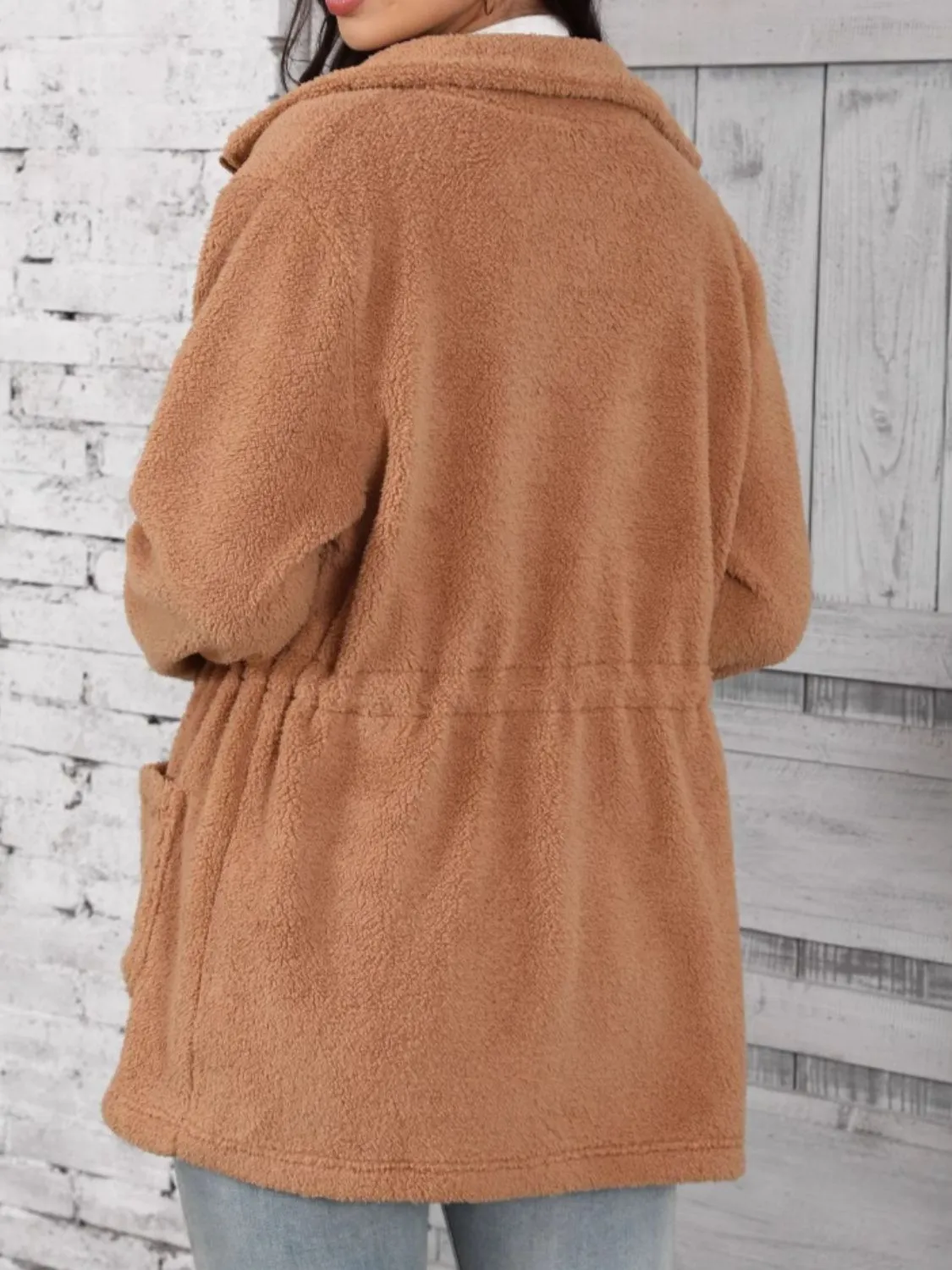 Drawstring Zip Up Long Sleeve Outerwear