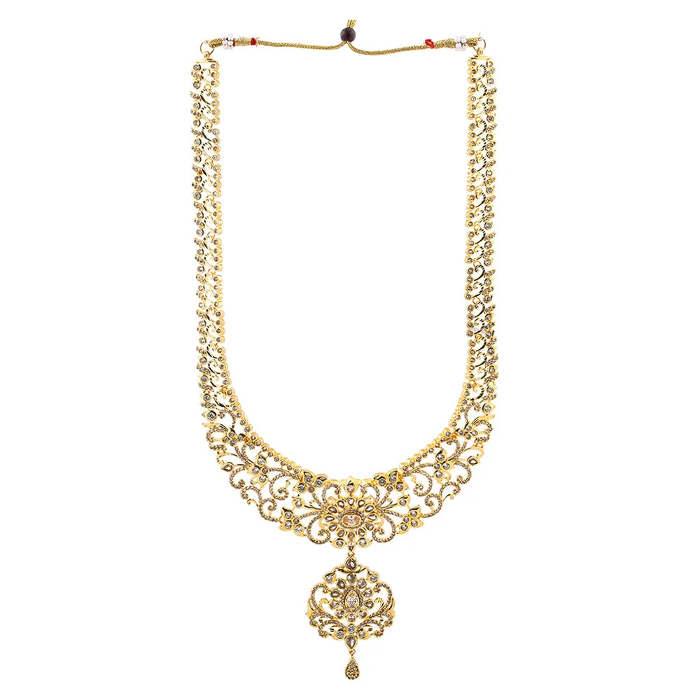 Estele Gold Plated CZ Arcadia Designer Bridal Necklace Set Combo for Women