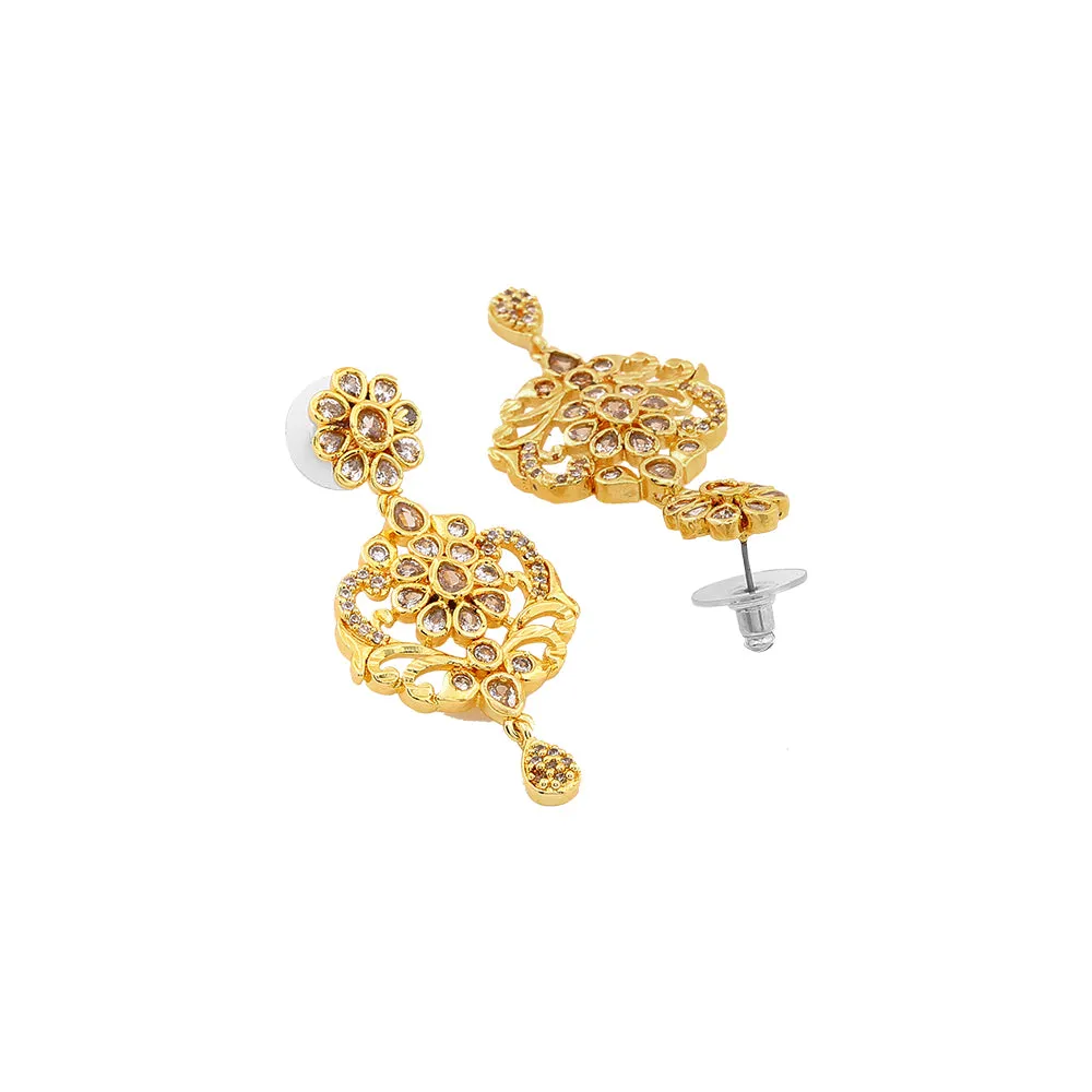Estele Gold Plated CZ Arcadia Designer Bridal Necklace Set Combo for Women