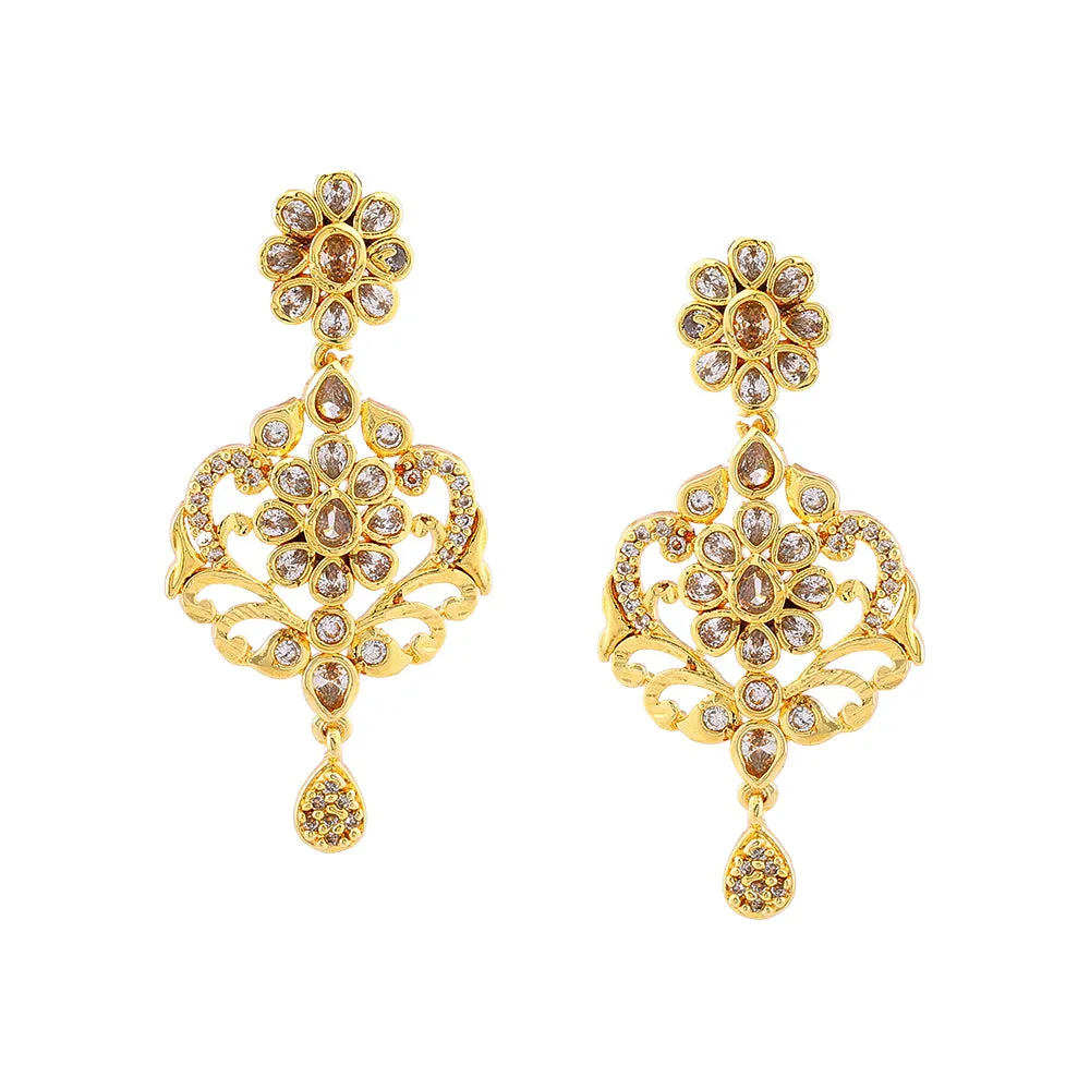 Estele Gold Plated CZ Arcadia Designer Bridal Necklace Set Combo for Women