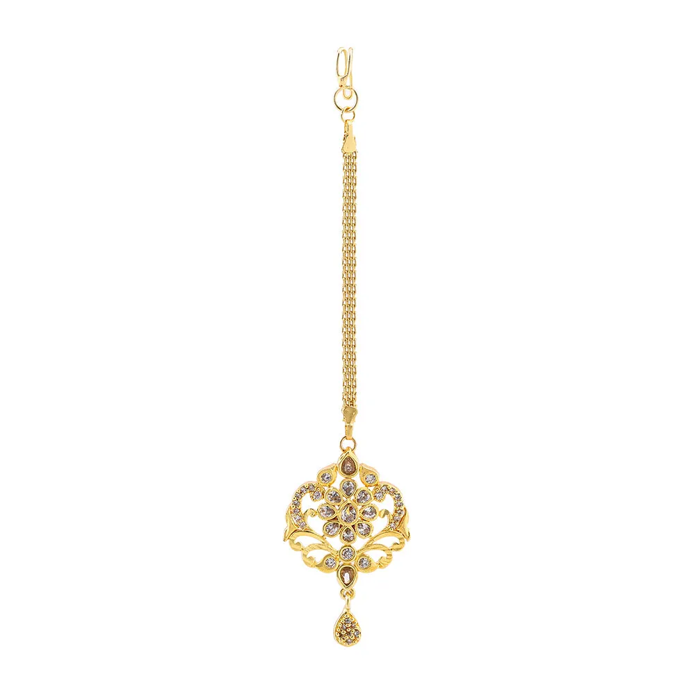 Estele Gold Plated CZ Arcadia Designer Bridal Necklace Set Combo for Women