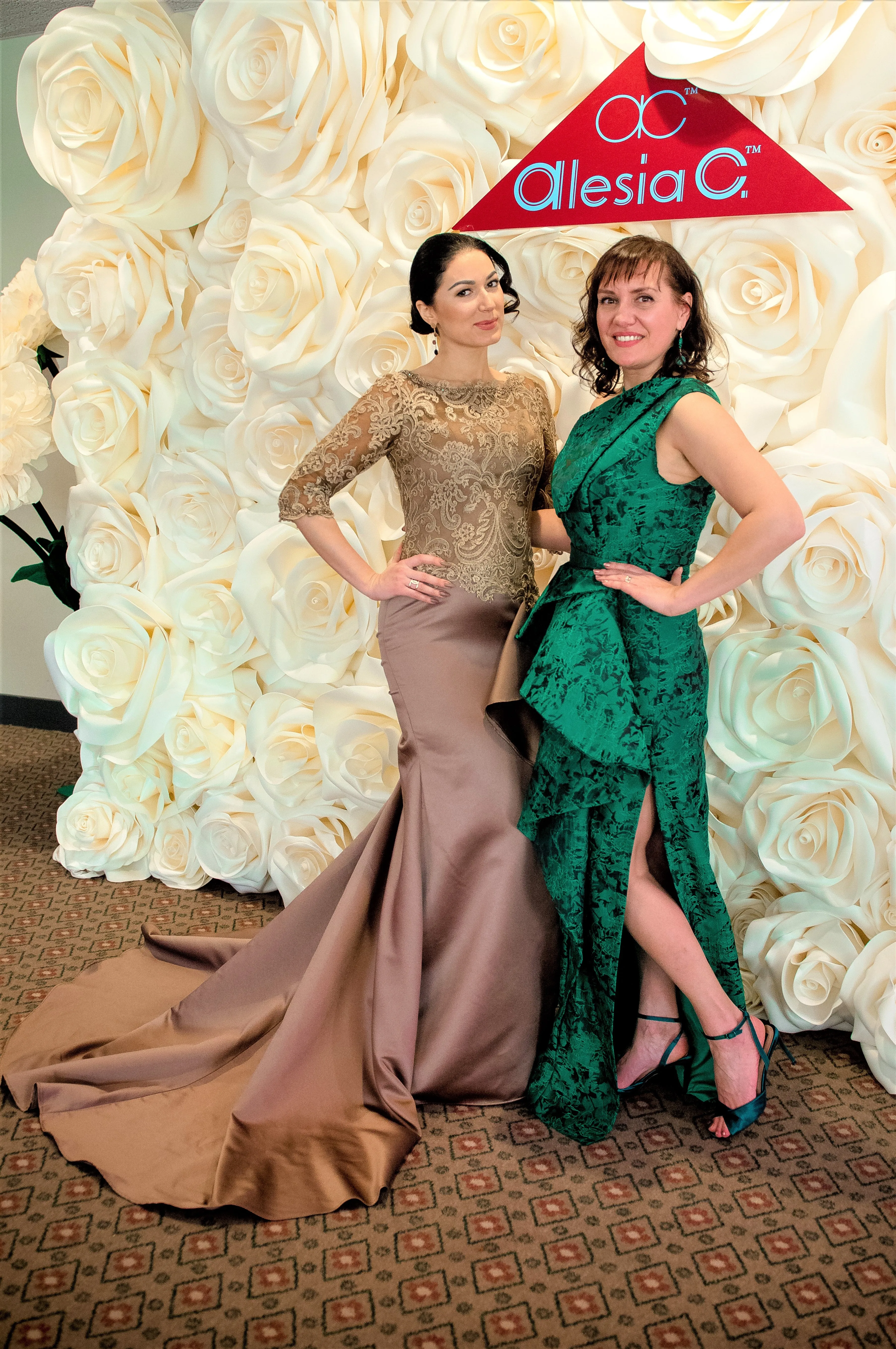 EXCLUSIVA Couture Fit-and-Flare Evening Gown in Mocha